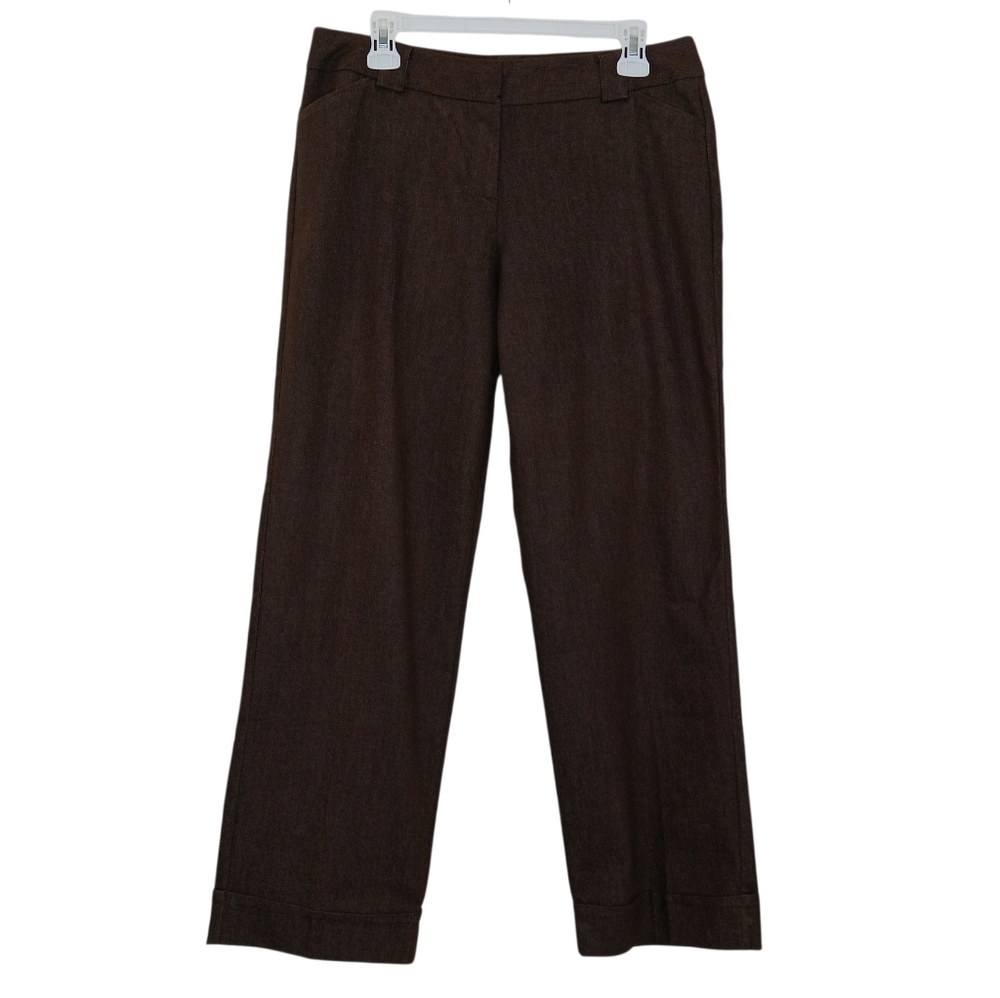 D.F.A. NEW YORK Women’s Chocolate Brown Cropped Trousers Petite 10P Academia